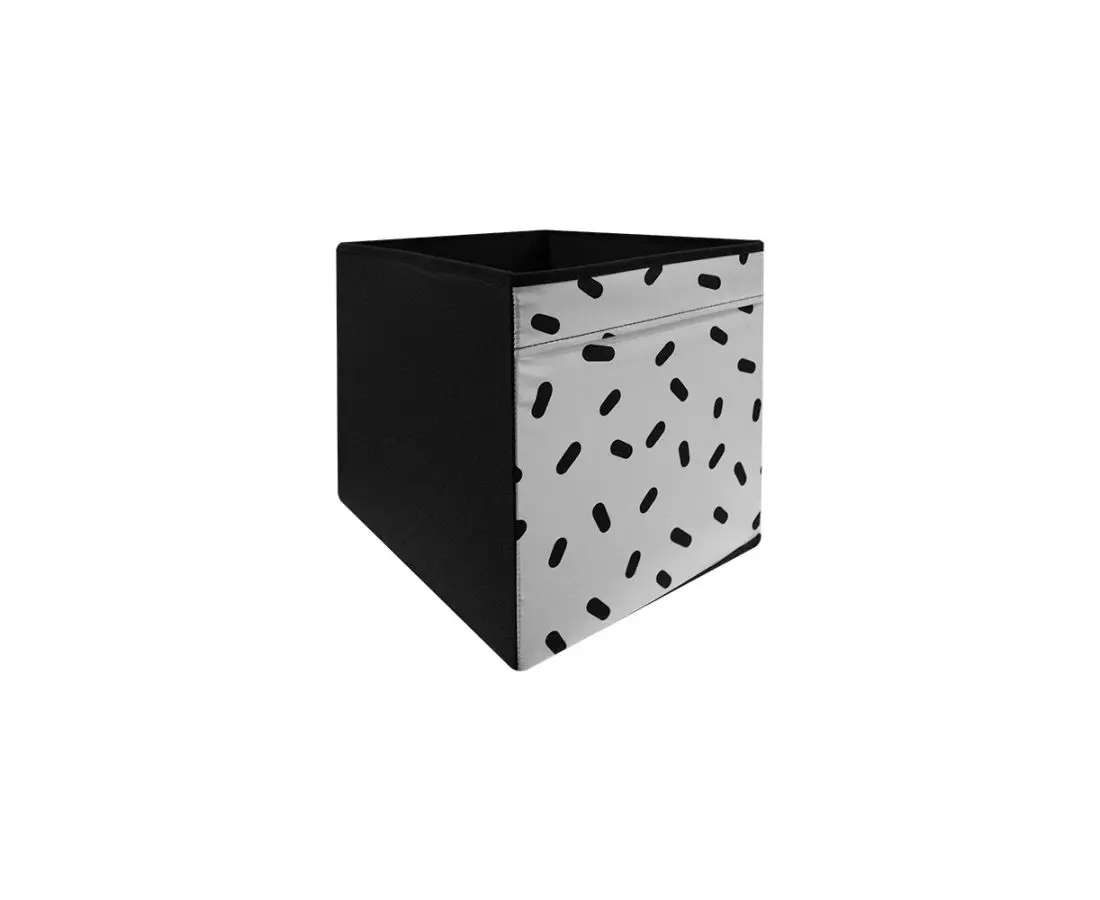 Ящик для хранения, 33Х38Х33 белый/черный точки DRONA