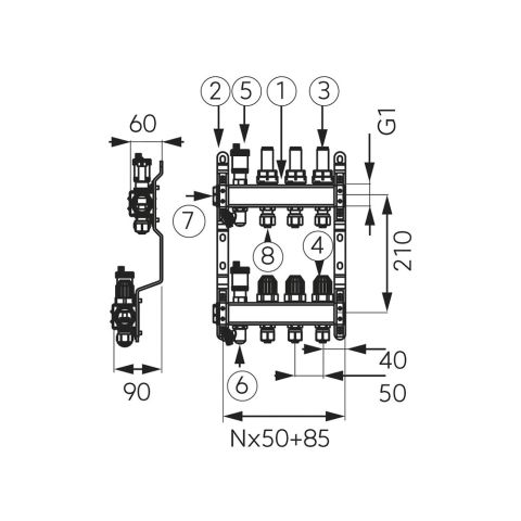 Балансный коллектор 8* SN-RZP08S Ferro — фото 2