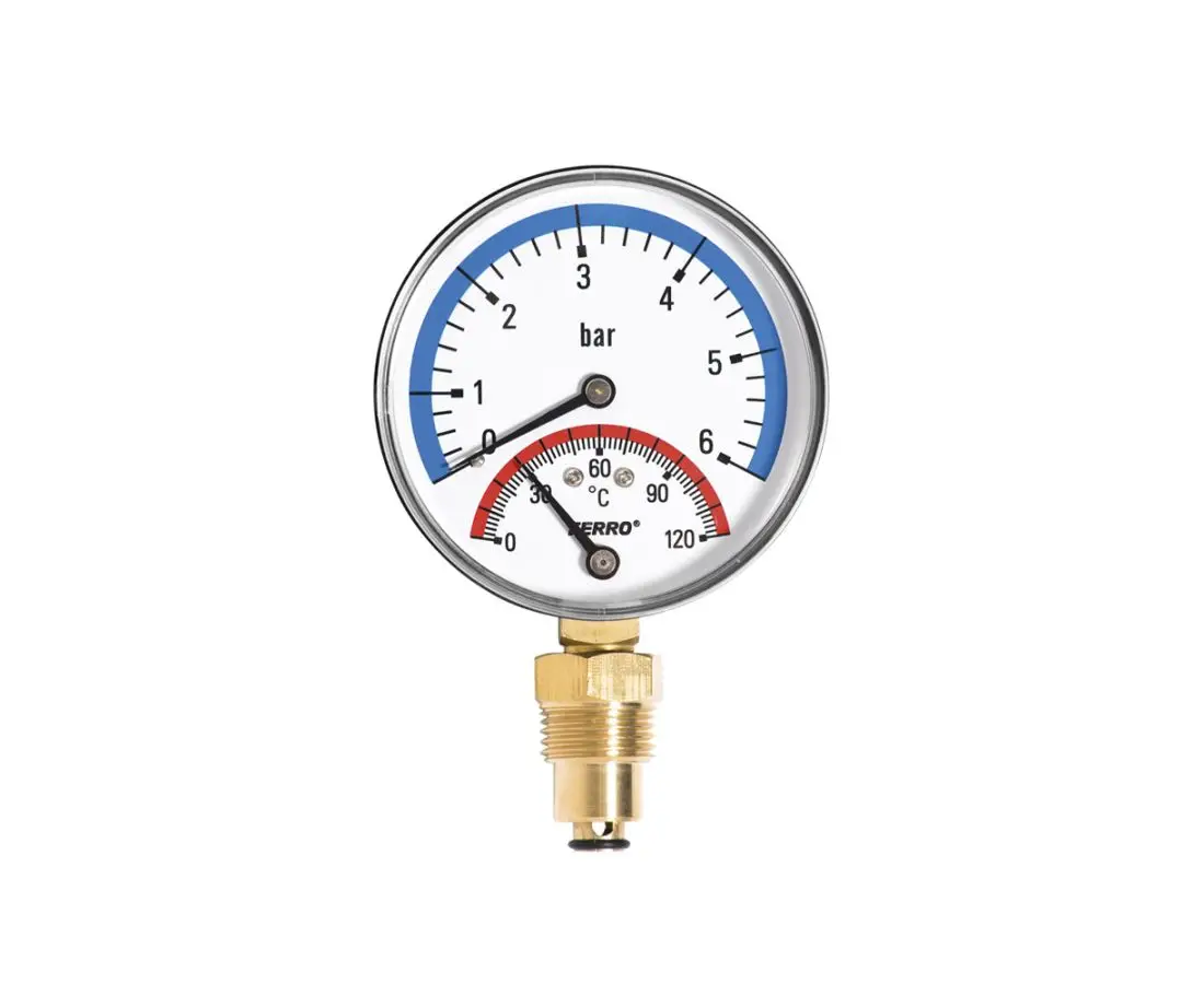 Термоманометр 80мм 1/2 Осевой 0-6Бар. 0-120C TM80R Ферро