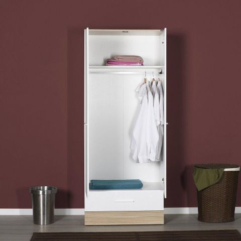 Шкаф 2-дверный ГРД-821-МБ-2 (дуб/белый) — фото 4