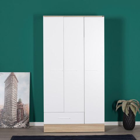 Шкаф 3-дверный ГРД-831-МБ-3 (дуб/белый) — фото 3