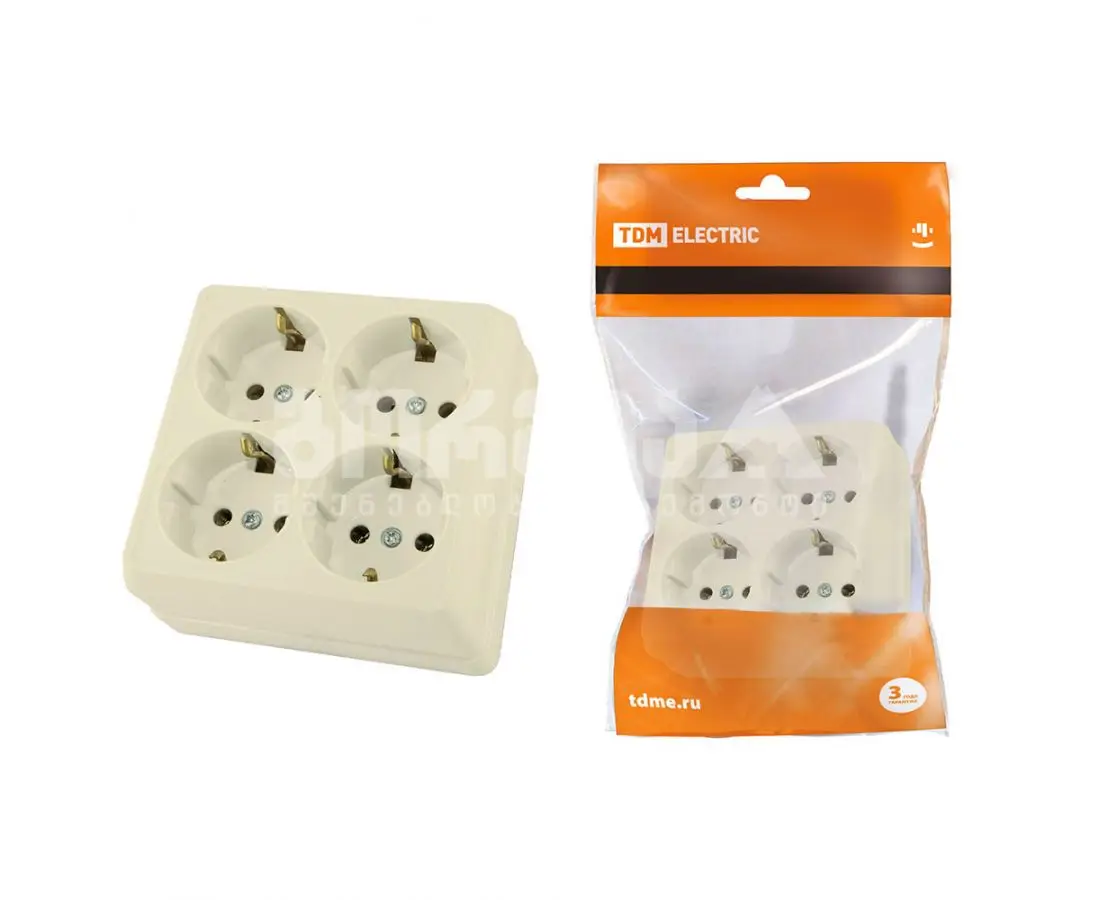 Розетка внешняя 4-контактная 16А (бежевая) SQ1801-0222 TDM