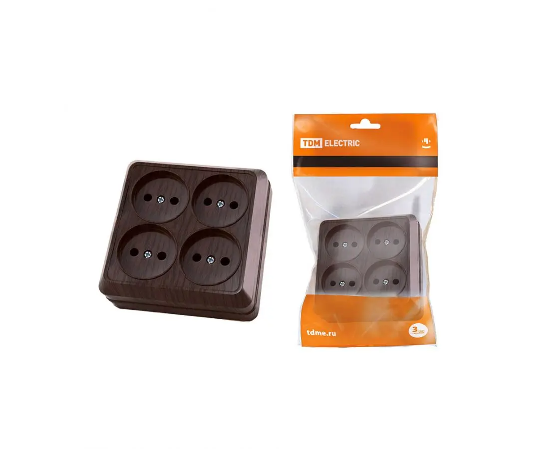 Розетка внешняя 4-контактная 10А (коричневая) SQ1801-0320 TDM