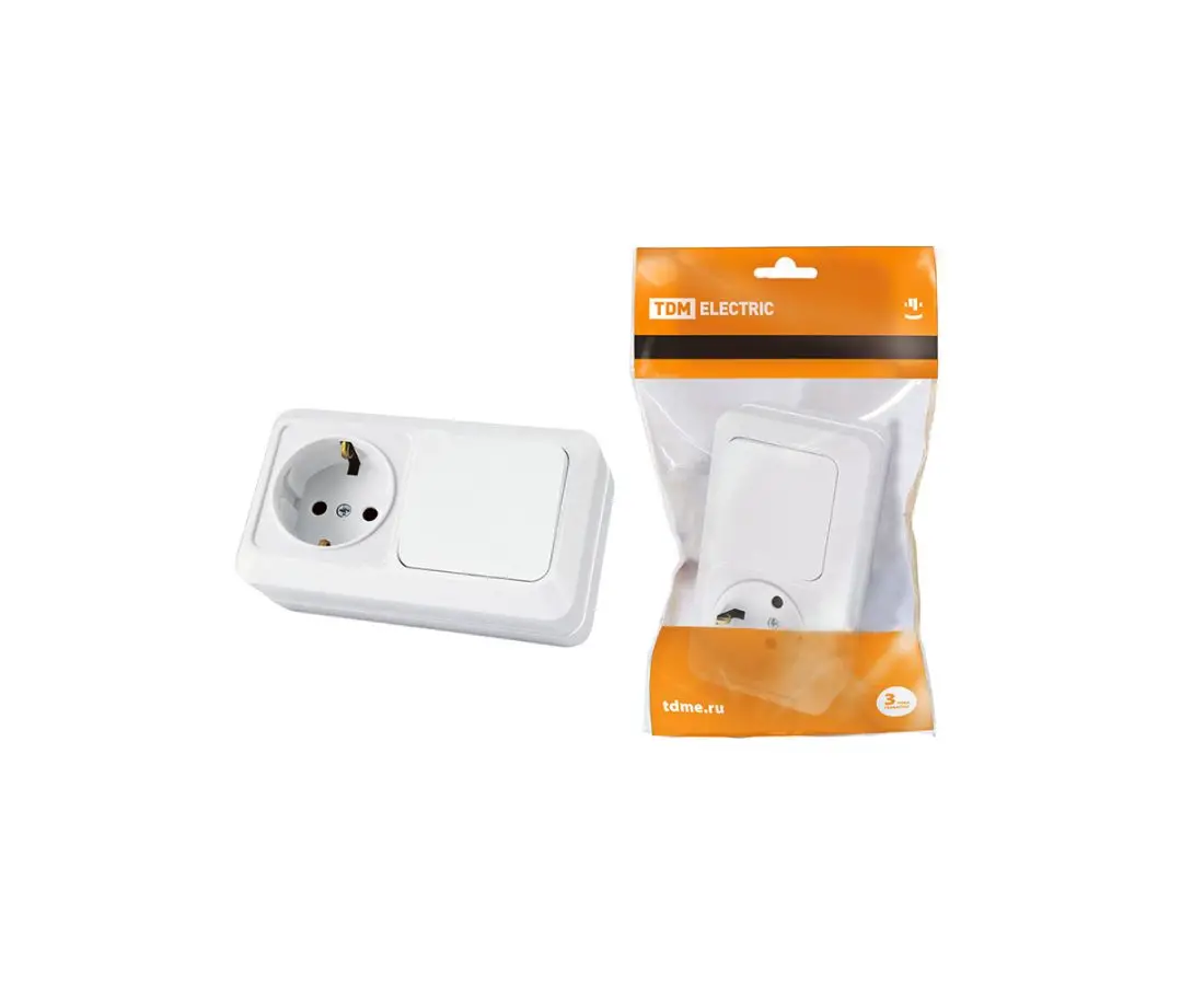 Комбинированный блок 1кл розетка 16А белый SQ1801-0101 TDM