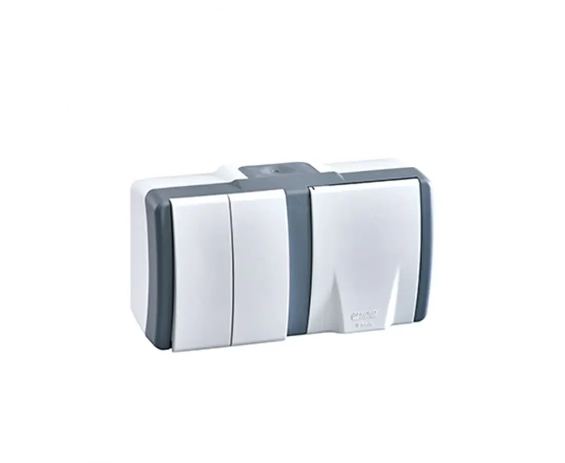 Двойной переключатель + розетка внешняя IP54 OCTANS - 154-020001-182