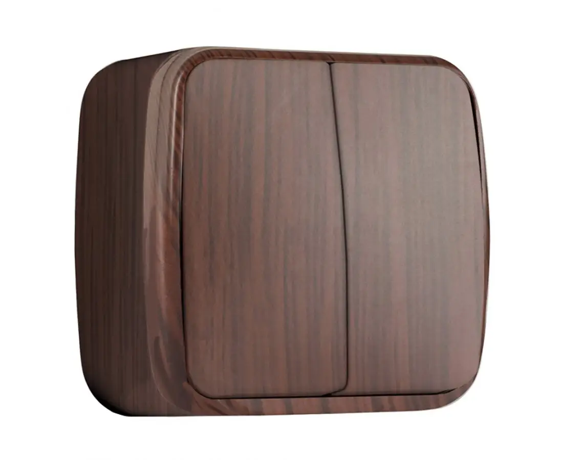 Выключатель уличный темное дерево 2 кнопки 10AminskiEKF