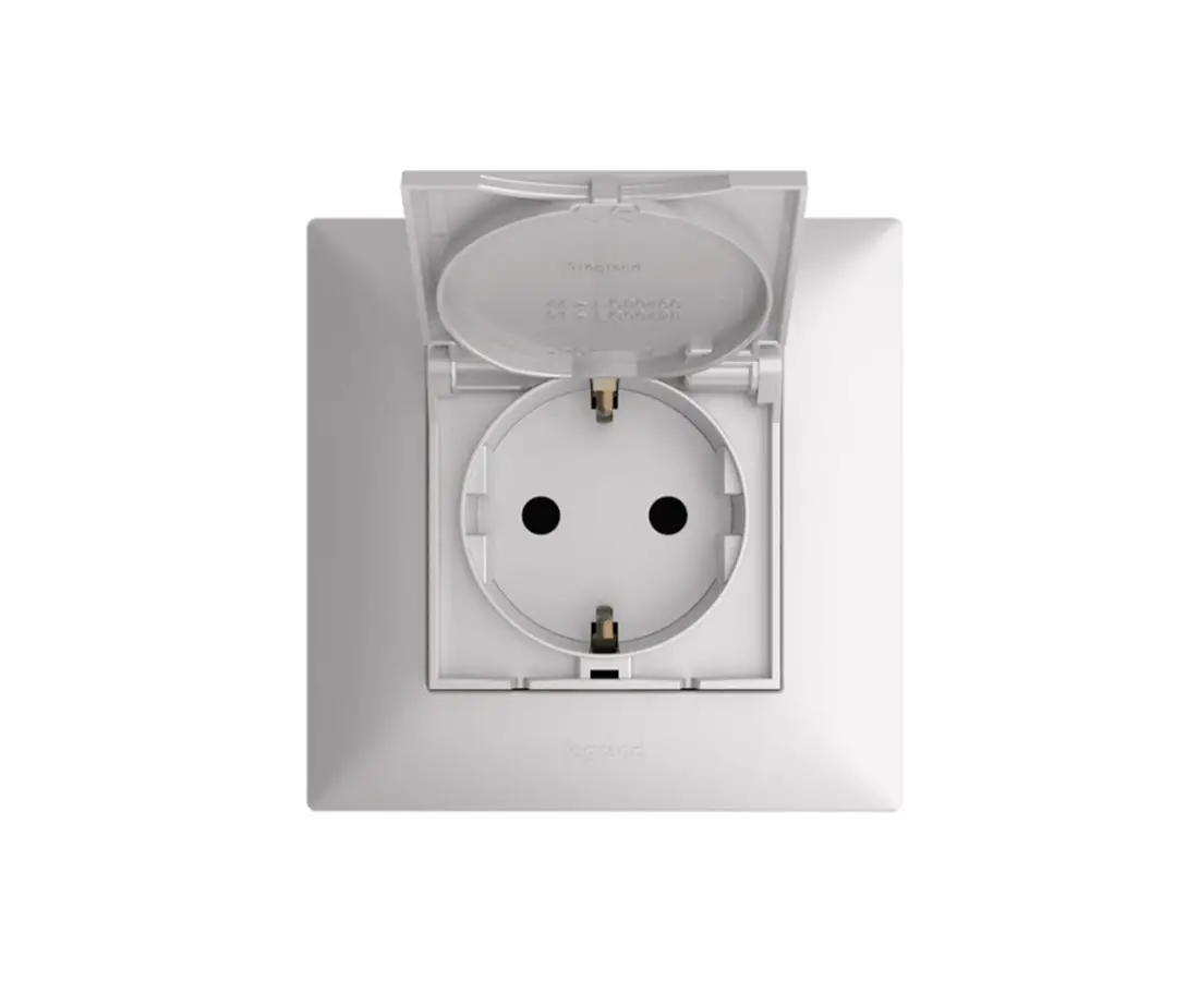 Розетка с заземлением и колпачком (белая) 768118