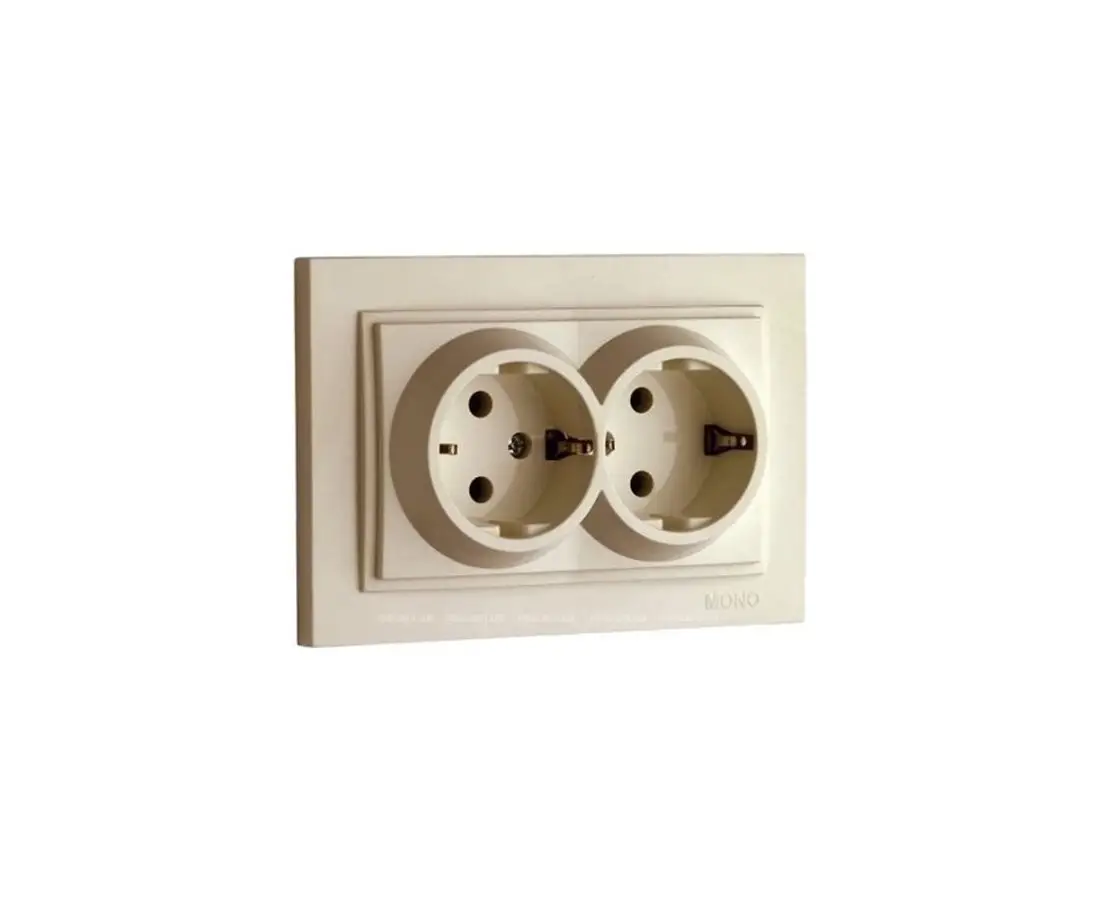 Розетка с двойным заземлением DESPINA кремовая - 102-170004-120