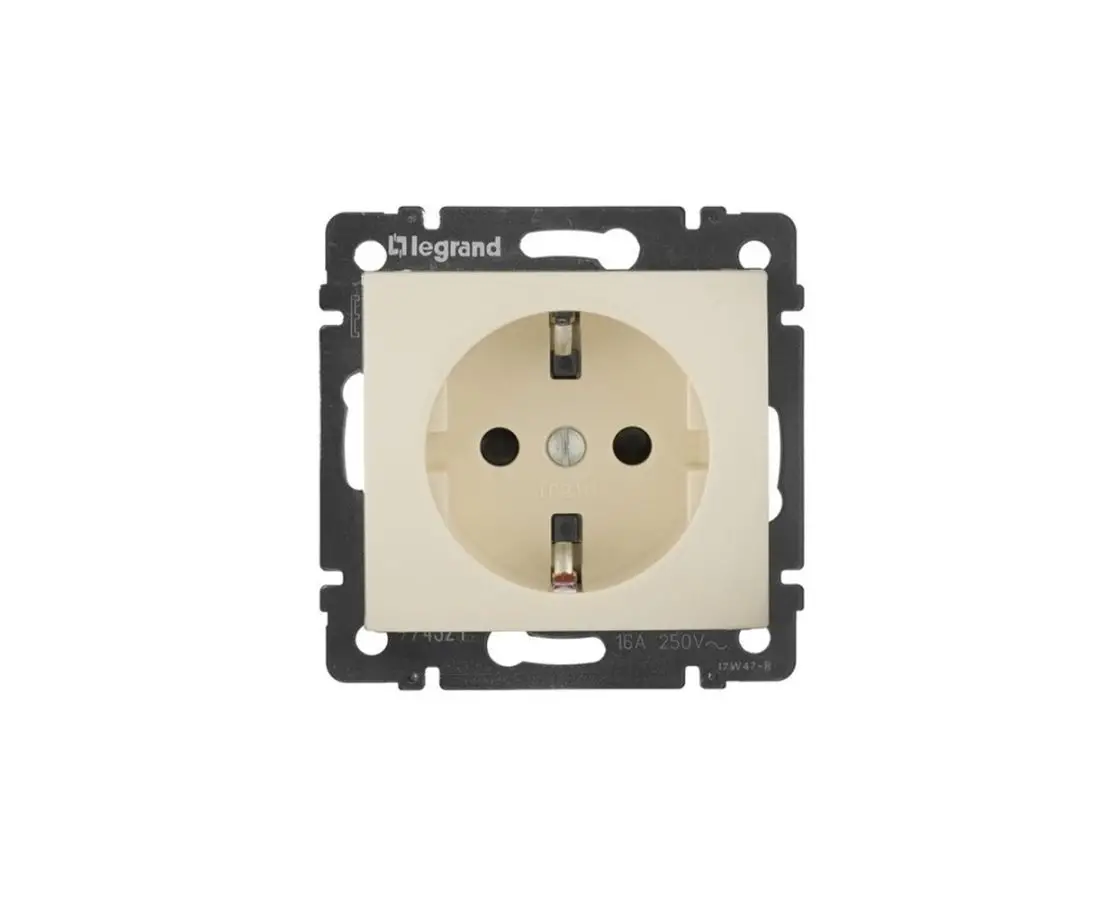 Розетка с заземлением и защитой (бежевая) 768415