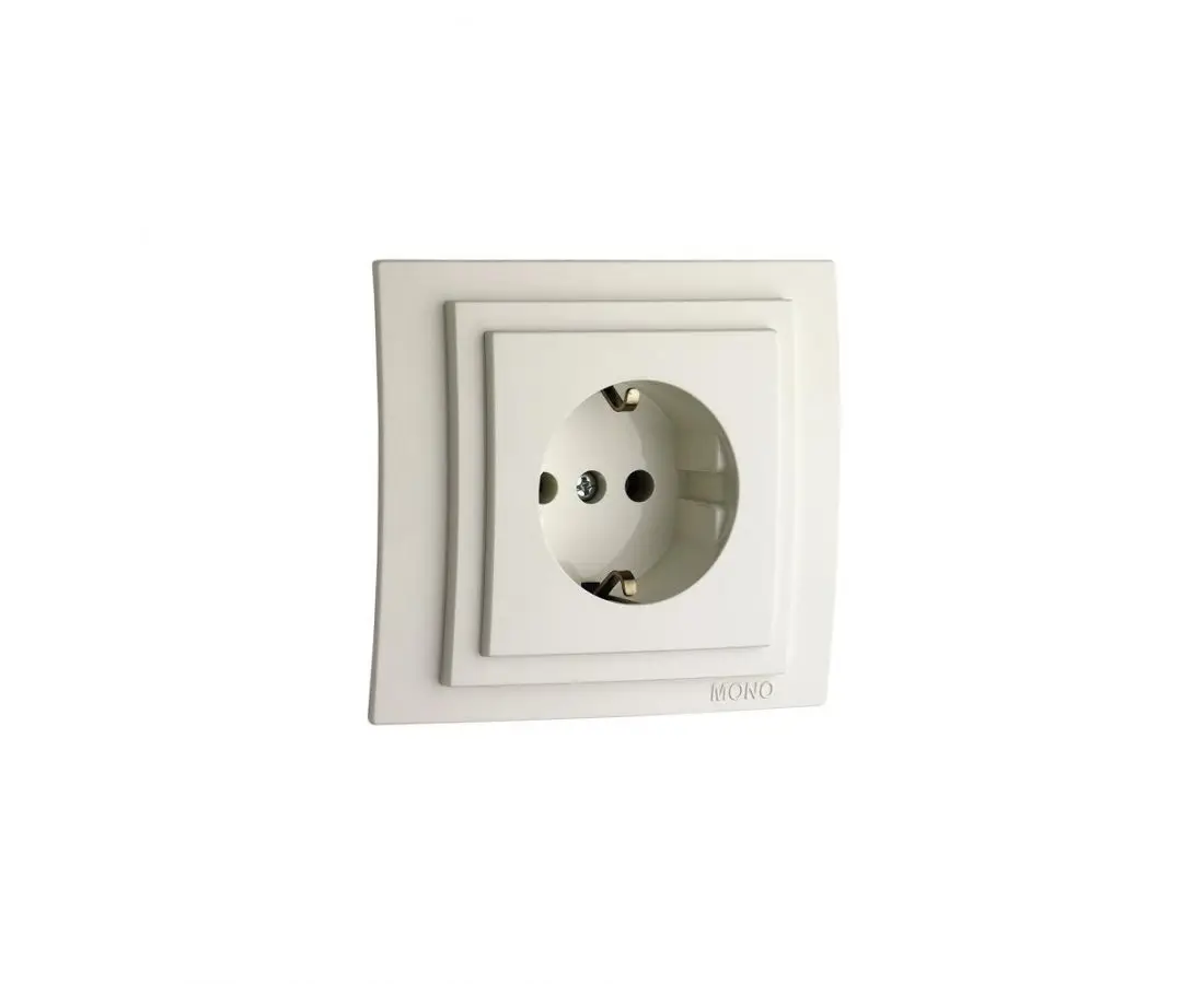 Розетка с одинарным заземлением LARISSA бежевая - 103-171721-117