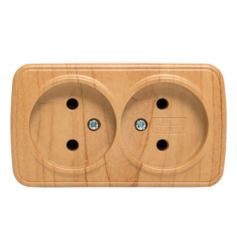 Розетка внешняя 2б/10А цвет светлое дерево/ минский EKF — фото 2