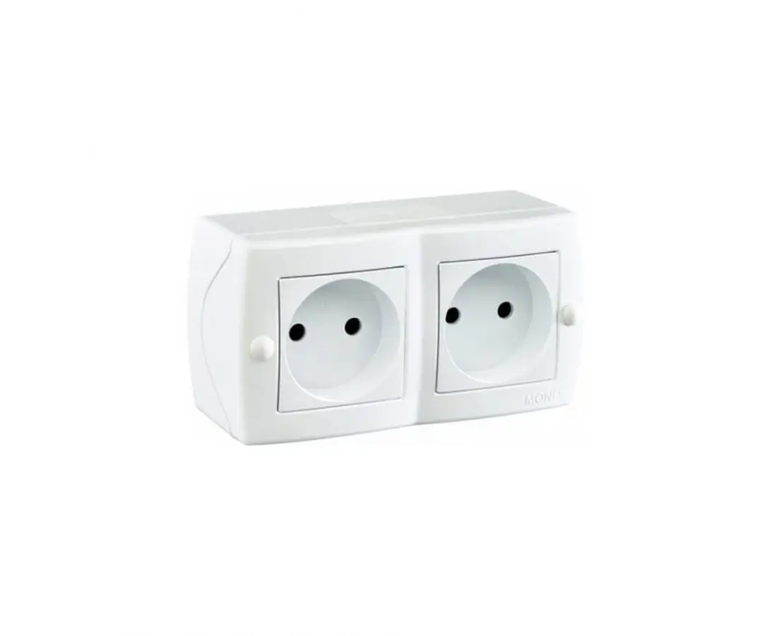 Розетка с двумя внешними белыми ОКТАНАМИ - 104-010106-121