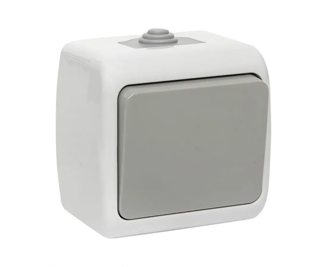 Переключатель 1 кнопка IP54 серый — фото 1