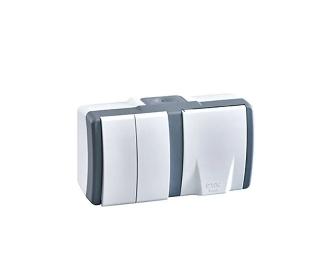 Двусторонний переключатель + розетка с заземлением, внешний IP54 OCTANS