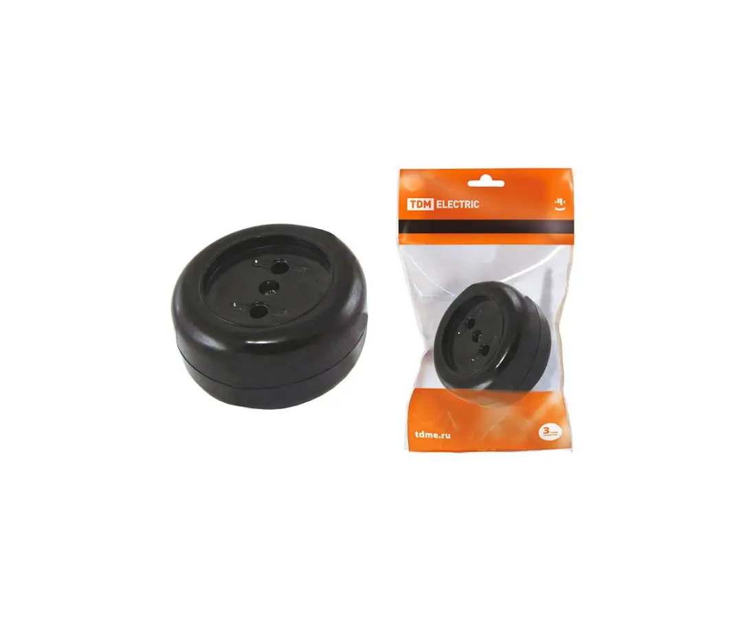 Розетка 16А черная "ретро" (карбалит) SQ1806-0102 TDM