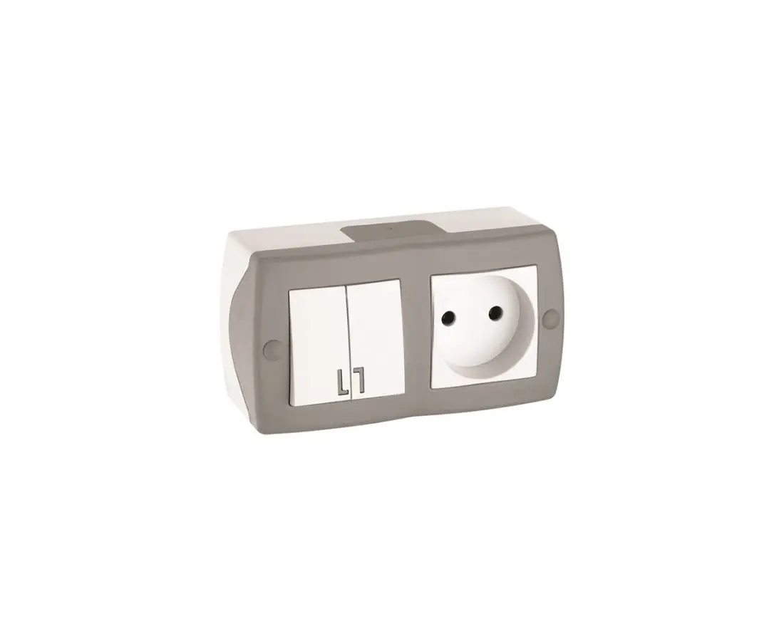 Двухпозиционный переключатель + розетка с заземлением внешним OCTANS-104-020001-182