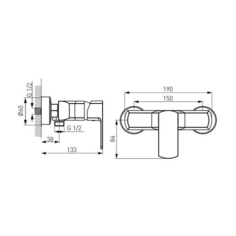 Смеситель для ванны без носика ALBA BLB7VL — фото 2