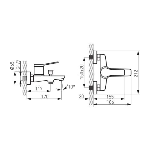 Смеситель для ванной STRATOS BSC1 — фото 2