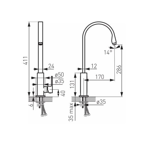 Смеситель кухонный черный ZICCO BZI4BL — фото 2
