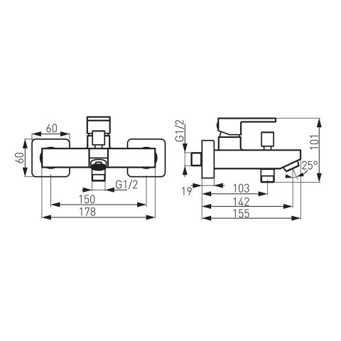 Смеситель для ванной комнаты черный ZICCO BZI1BL — фото 2