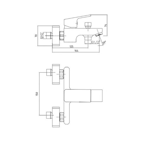 Смеситель для ванны 104802469EX White Tiera — фото 2