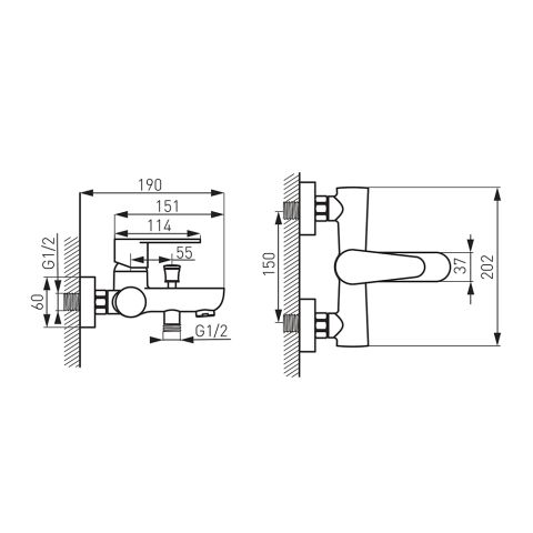 Смеситель для ванной комнаты черный ALGEO BAG1BL — фото 2