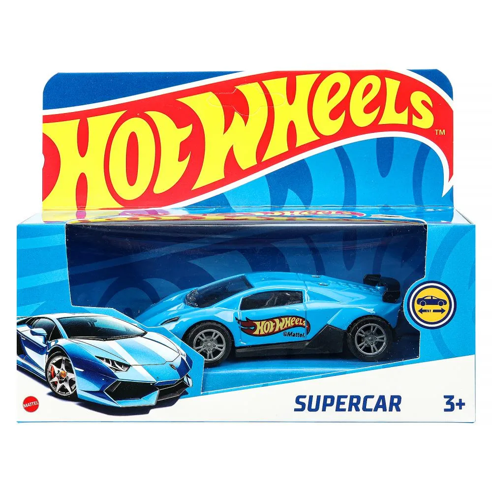Машинка металлическая Hot Wheels спорткар, инерционная, синяя, 9,5 см