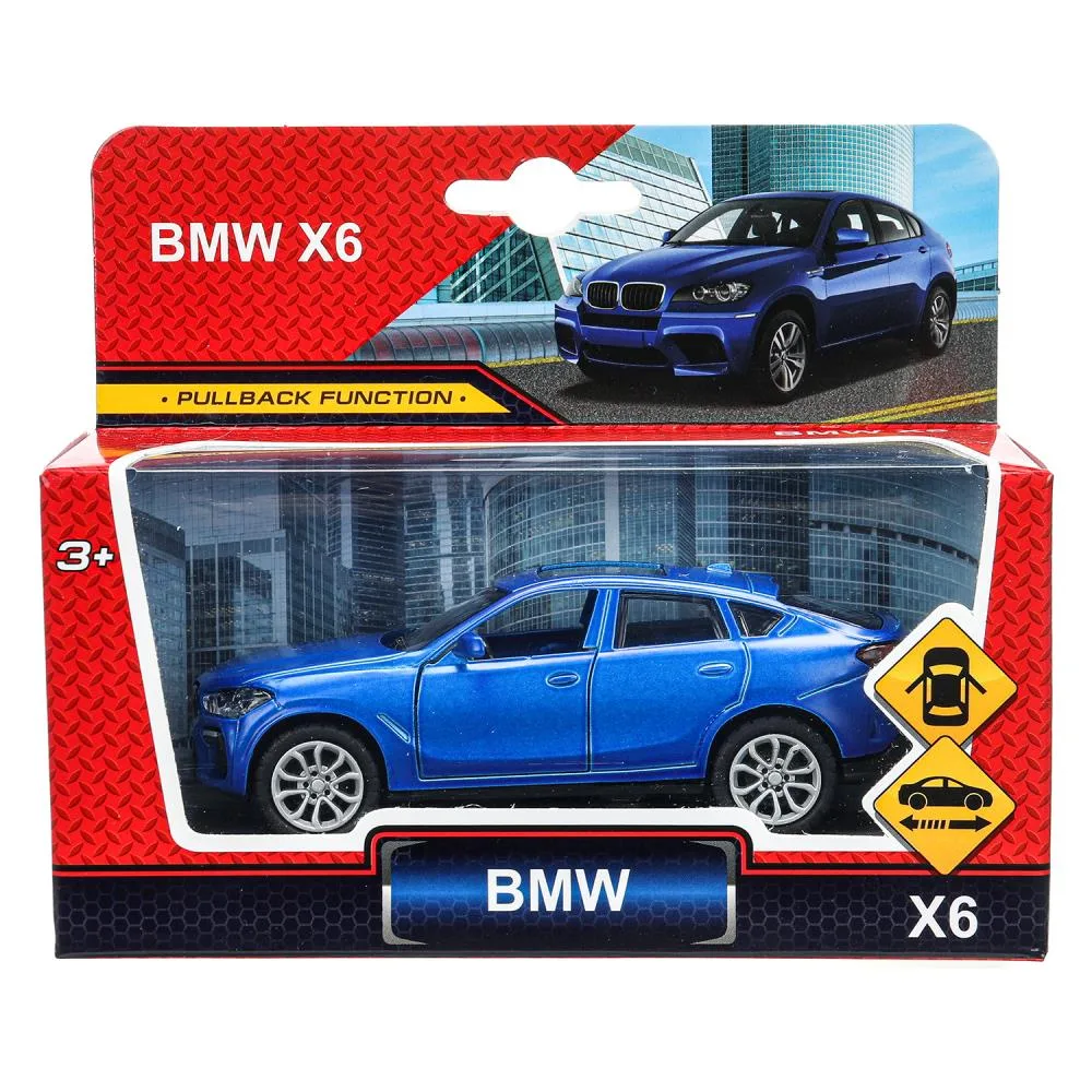 Машинка металлическая BMW X6 инерционная, открываются двери, 10 см, синяя