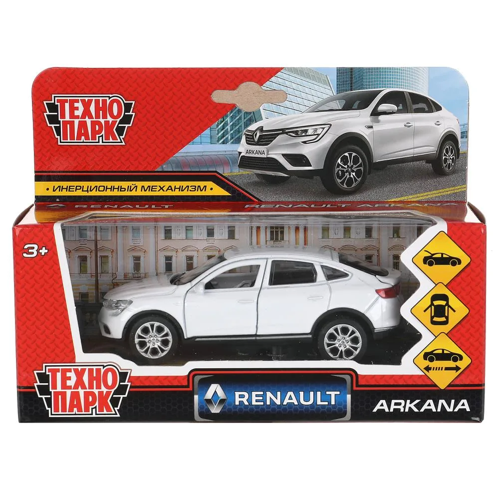Машинка металлическая Renault, 12 см, открываются двери, багажник, инерционная, белая