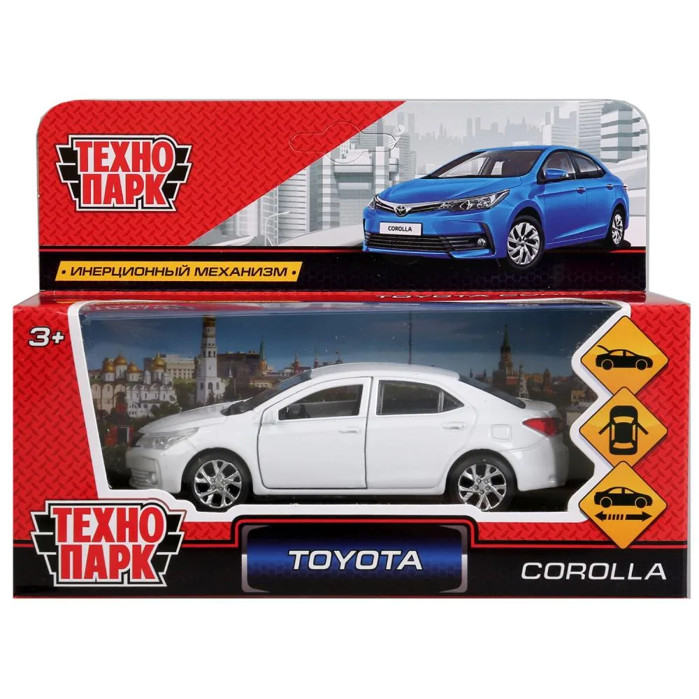 Машинка металлическая Toyota Corolla инерционная, 12 см, открываются двери и багажник, белая