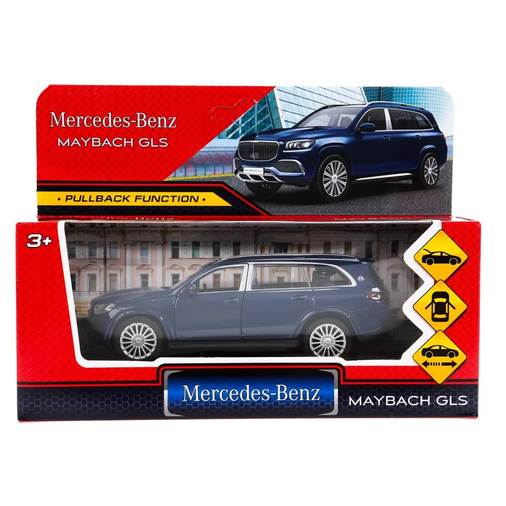 Машинка металлическая Mercedes-Benz GLS Maybach инерционная, 12 см, синий кавансит, Технопарк