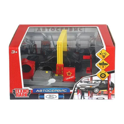 Игрушка пластиковая автосервис LADA 21 см, свет, звук, красная, Технопарк, 2114-12-bk