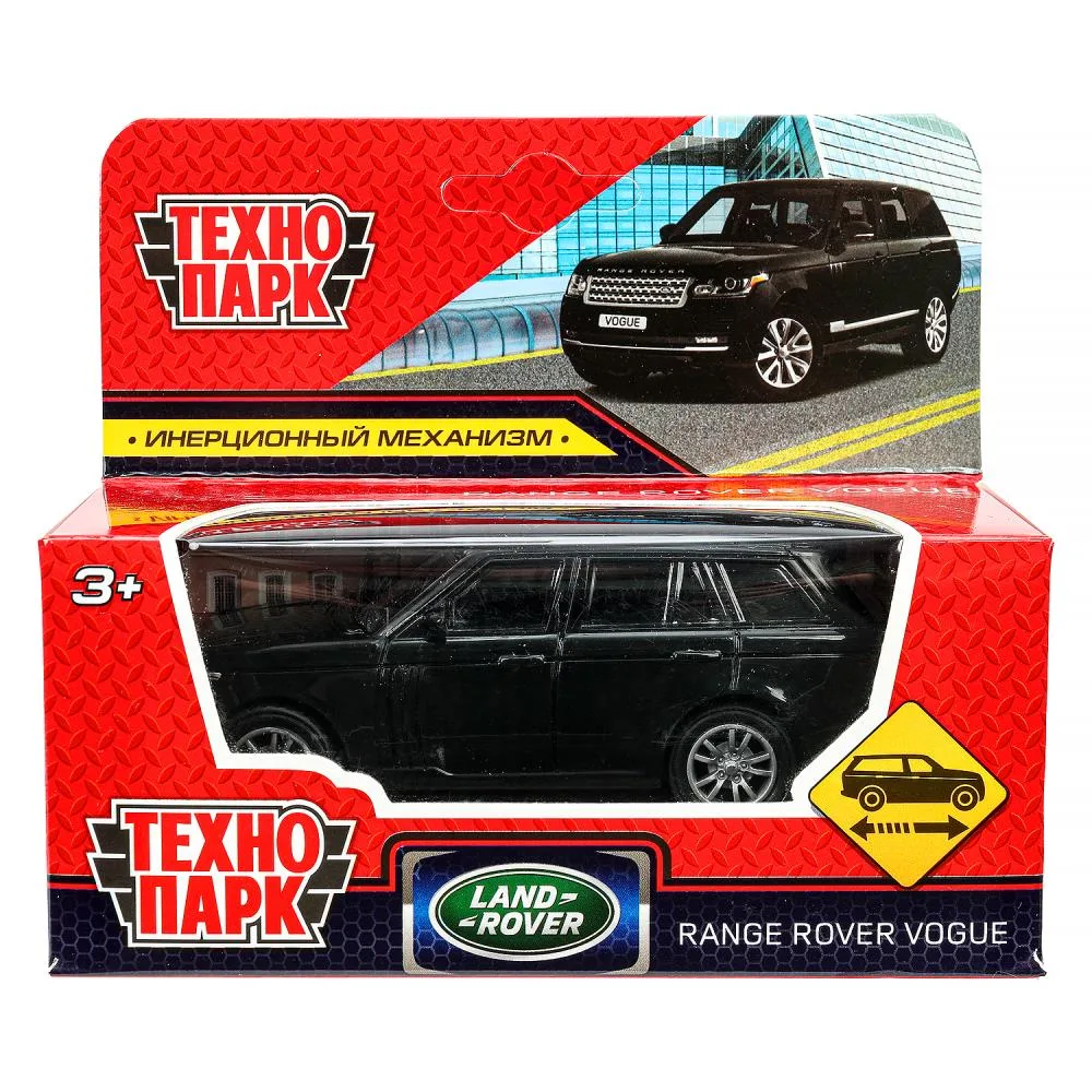 Машинка пластиковая Land Rover Range Rover Vogue, 12 см, инерционная, черная, Технопарк