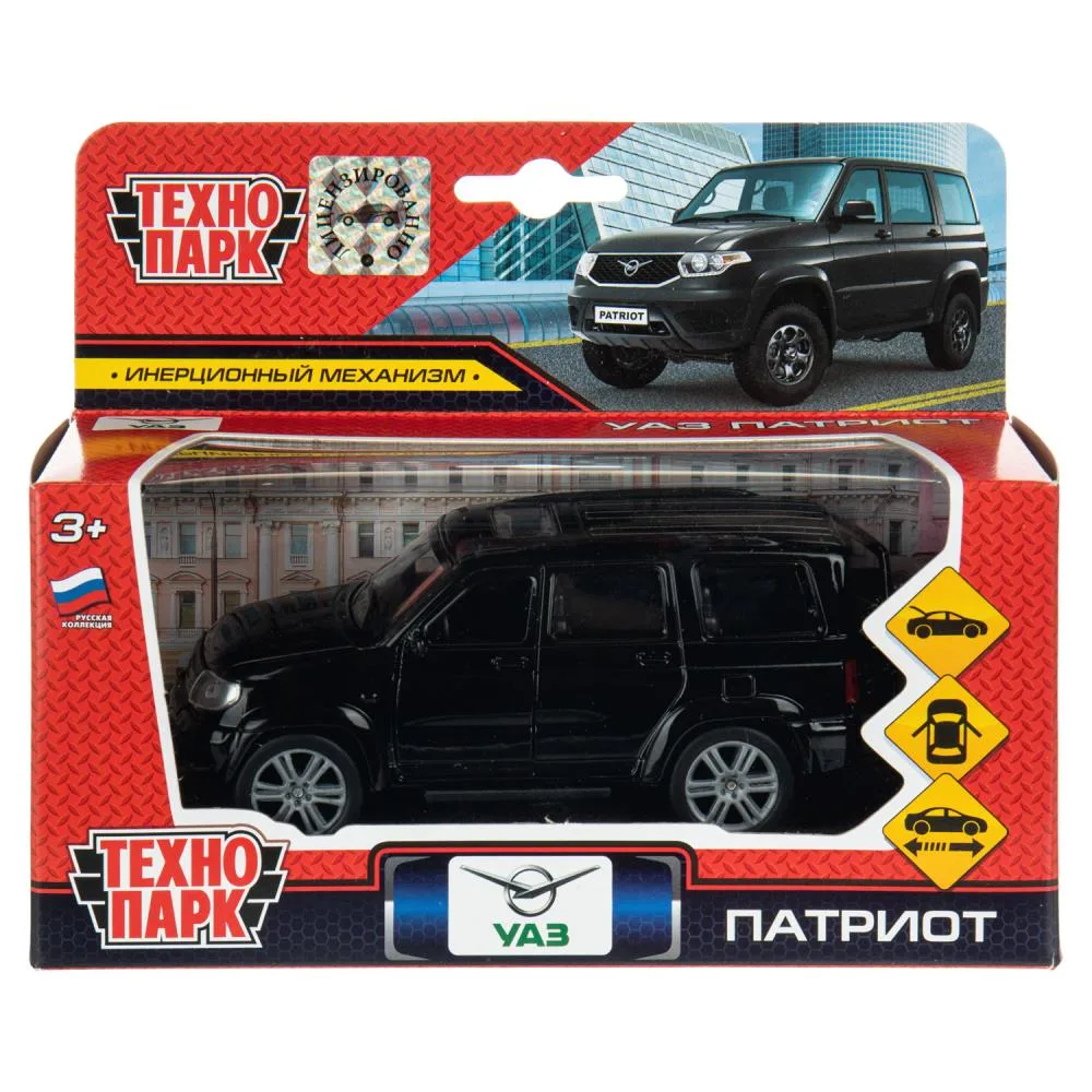 Машинка металлическая УАЗ Patriot, 12 см, открываются двери и багажник, инерционная, Технопарк
