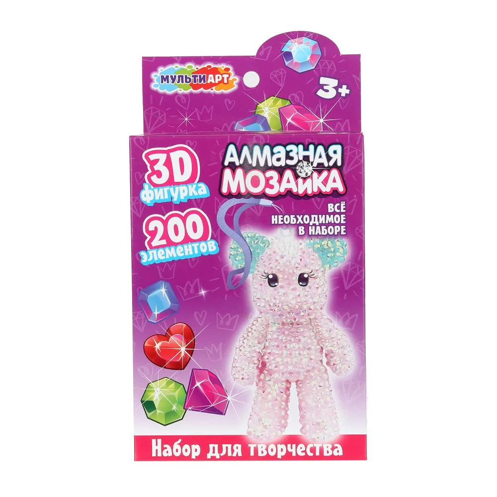Фигурка-брелок с алмазной мозаикой «Мишка», Мульти Арт
