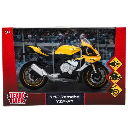 Модель металлическая мотоцикл Yamaha YZF-R1, 17 см, вращающийся руль, подвеска, Технопарк