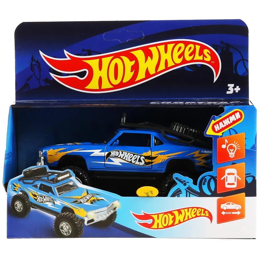 Машинка металлическая Hot Wheels «Спорткар» Технопарк, 12,5 см, свет, звук, инерционная