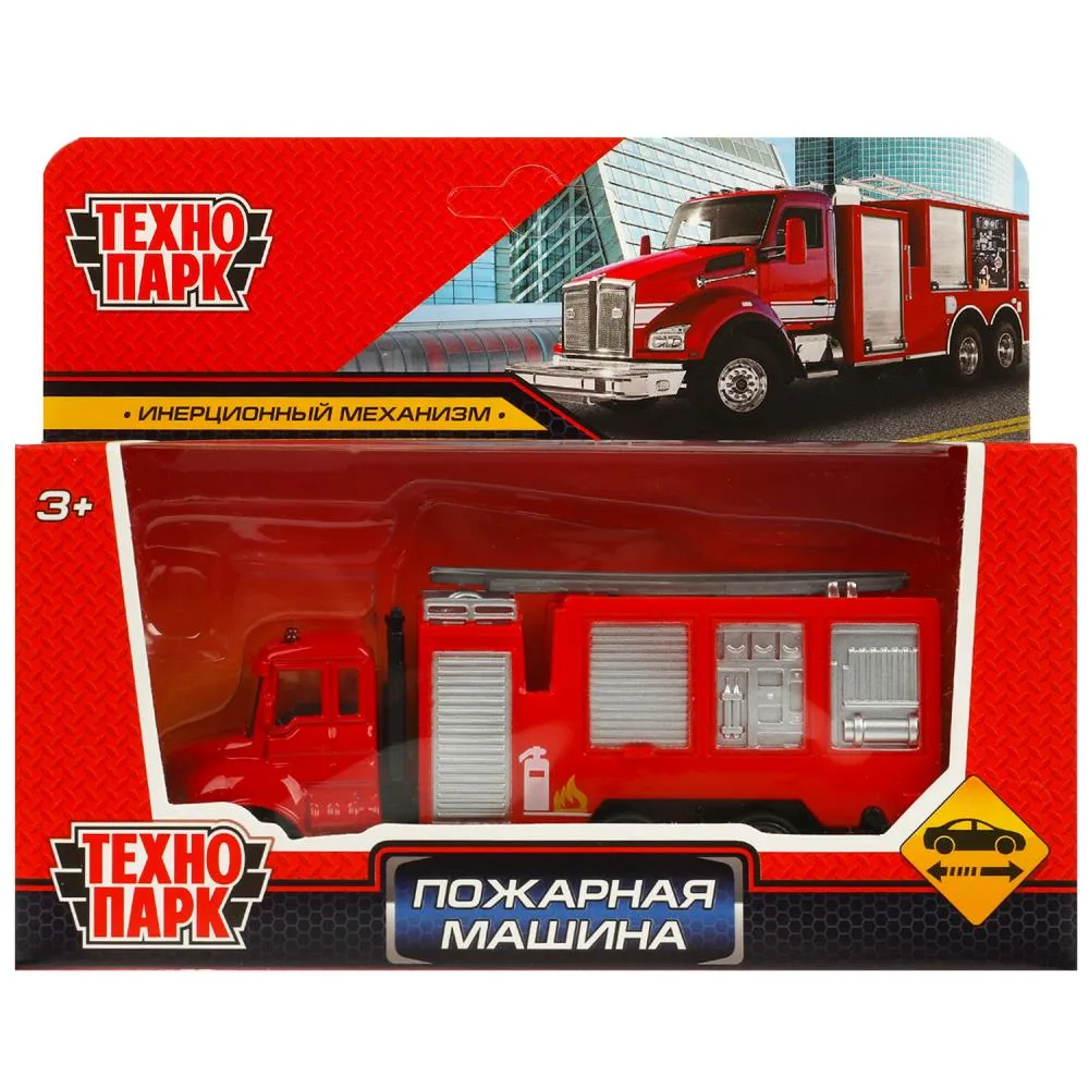 Машинка металлическая «Пожарная машина» 13 см, инерционная, Технопарк, артикул 369053