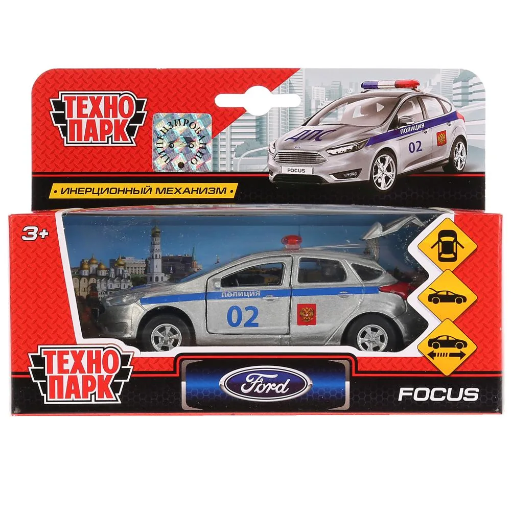 Машинка металлическая Ford Focus хэтчбек «Полиция», инерционная, 12 см, Технопарк