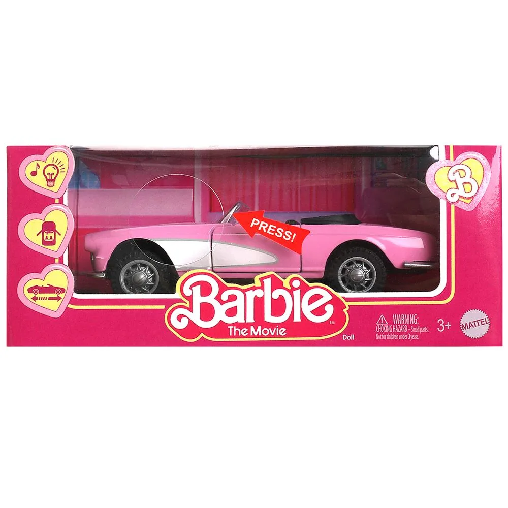 Машинка металлическая инерционная кабриолет Barbie, 12 см, свет, звук, открываются двери