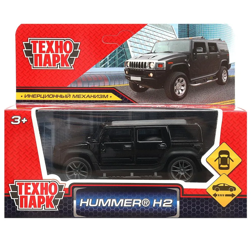 Машинка металлическая Hummer H2 10 см, инерционная, открываются двери, Технопарк