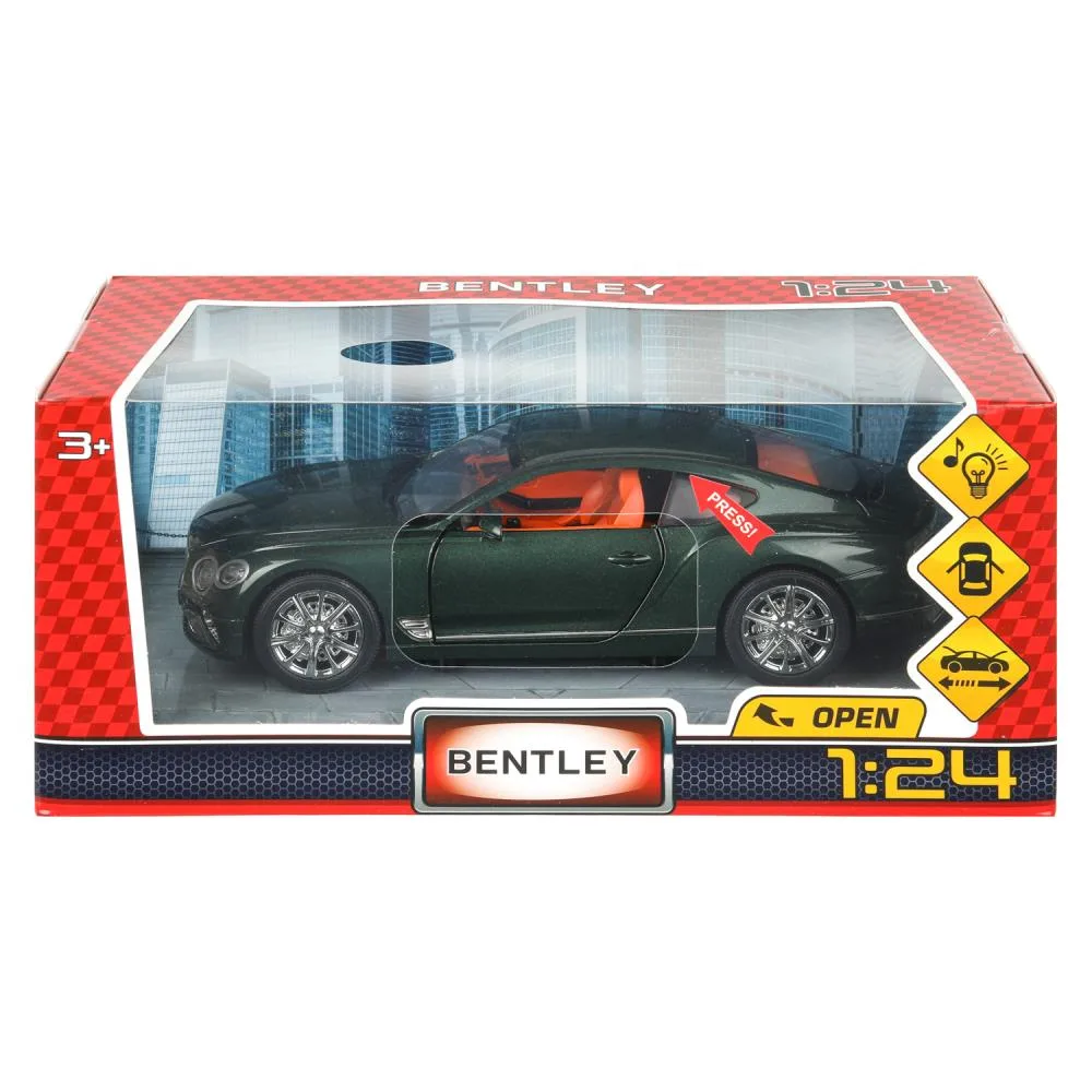Машинка металлическая Bentley купе, 20 см, свет, звук, инерционная, открываются двери