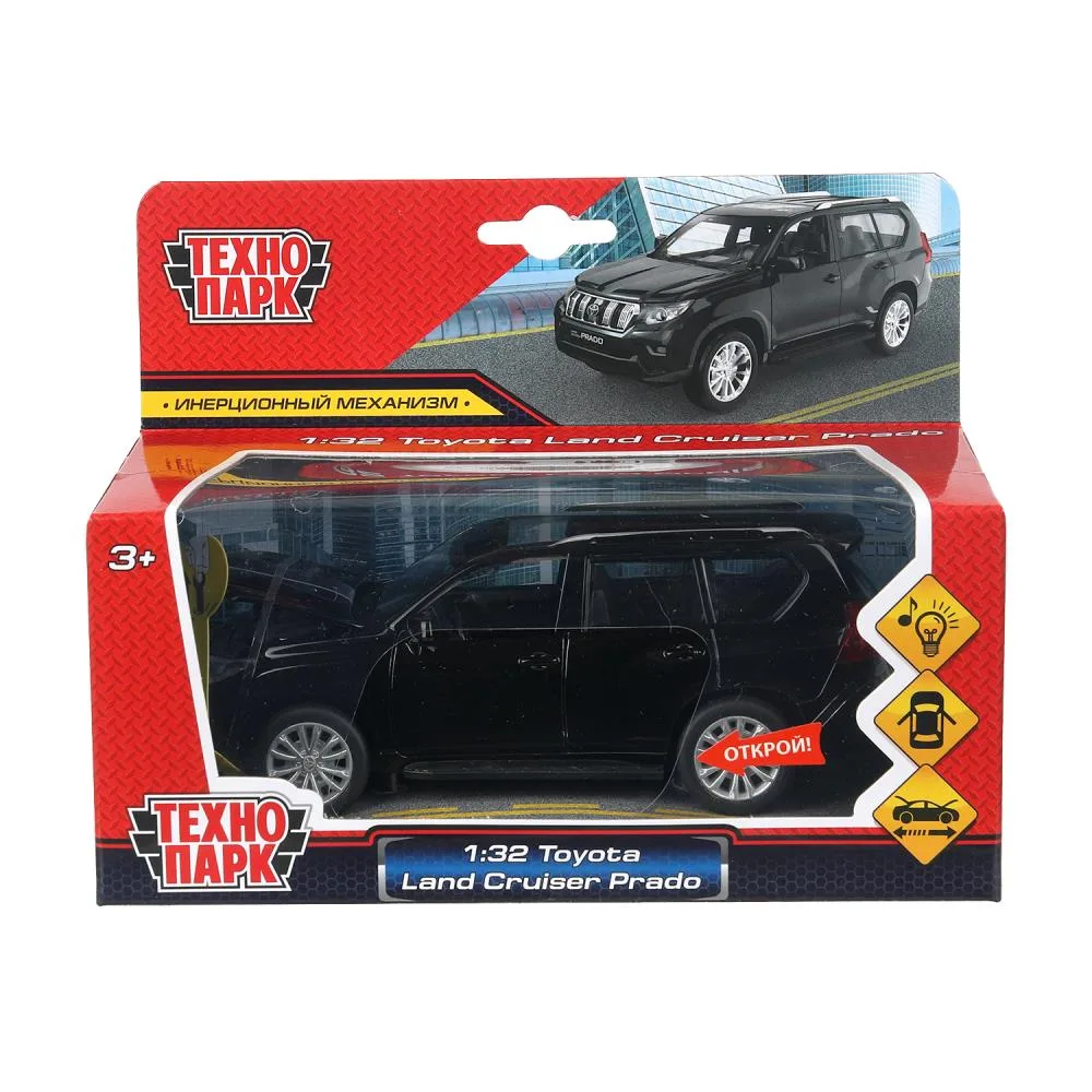Машинка металлическая Toyota Land Cruiser Prado 15 см, инерционная, свет и звук, Технопарк