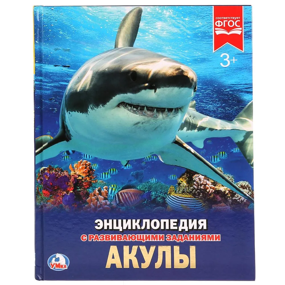 Энциклопедия «Акулы» А4 с развивающими заданиями, 48 стр., Умка