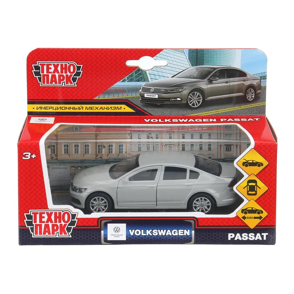Машинка металлическая Технопарк Volkswagen Passat, 12 см, инерционная, темно-серая