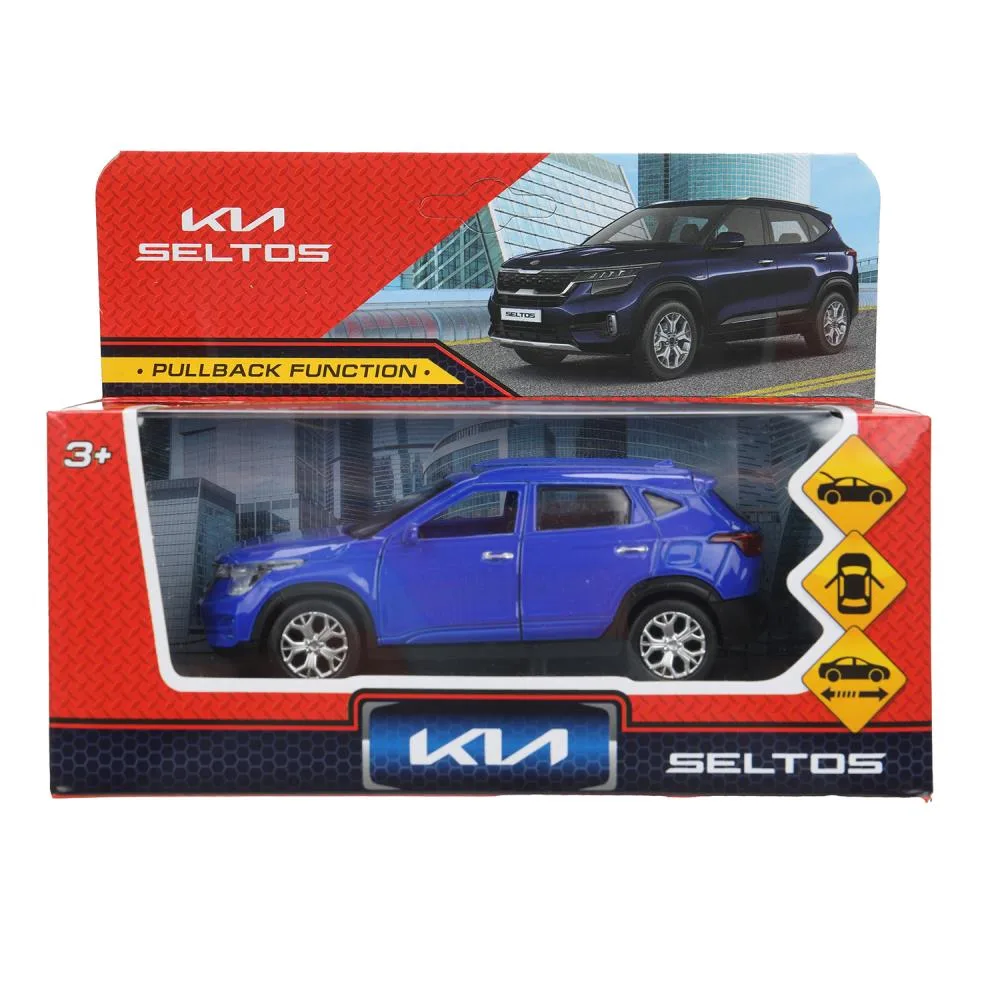 Машинка металлическая Kia Seltos, 12 см, инерционная, открываются двери, темно-синяя, Технопарк