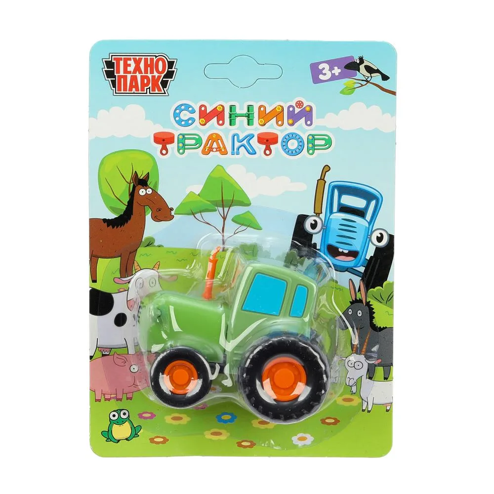 Машинка металлическая Синий трактор, 7,5 см, зелёная, Технопарк