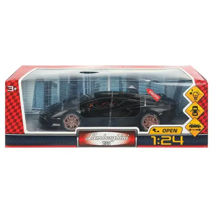 Машинка металлическая Lamborghini Sian, свет, звук, 20,8 см, двери, багажник, черная, Технопарк