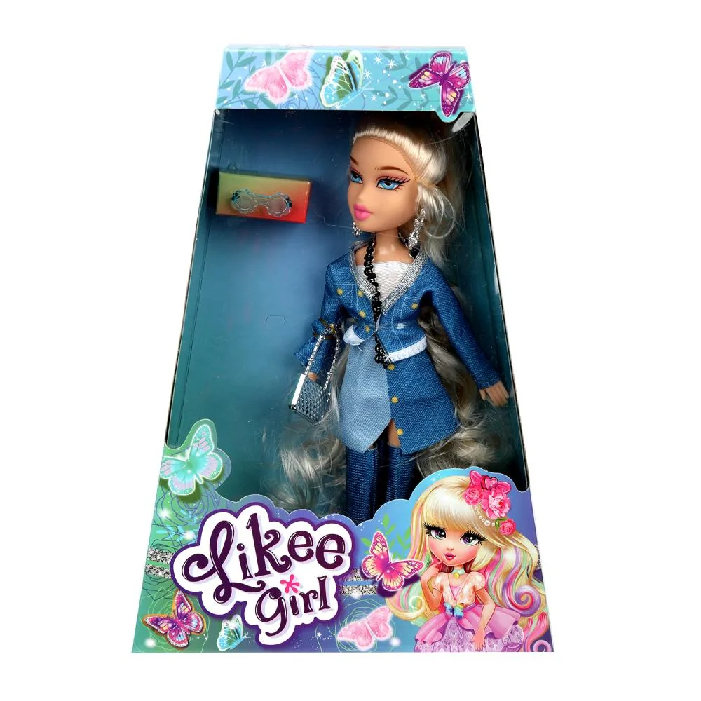 Кукла Likee Girl 26 см с аксессуарами, голубая