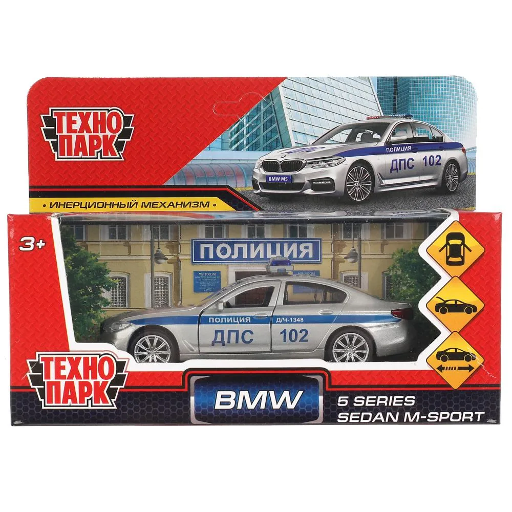 Машинка металлическая BMW 5er Sedan M-Sport «Полиция», 12 см, Технопарк